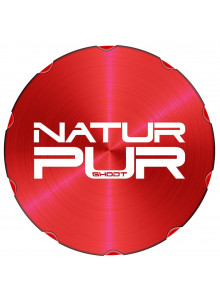 GHODT Pollinator Ø62mm - Red lid with lasered "NATUR PUR" lettering.