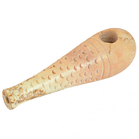 Fish-formed Stone Pipe with ornaments
