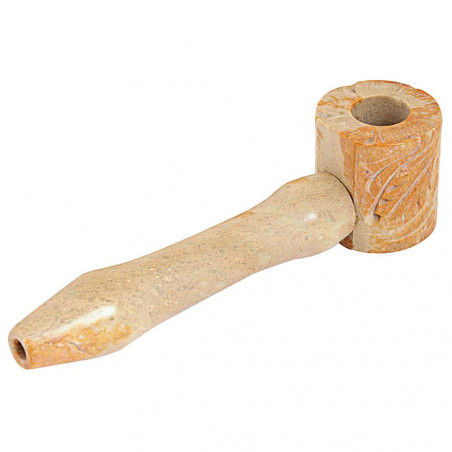 Stone Pipe 12 with turned mouthpiece and pipe bowl