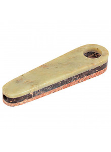 Stone Pipe 26 - Flat, rounded design and made of three different colored stone layers.