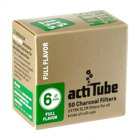 Actitube Extra Slim 6mm Charcoal Filters Pack of 50 