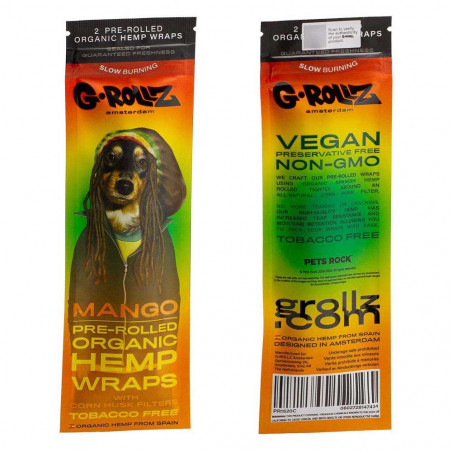 G-Rollz Organic Hemp Wraps - Mango - Einzelpackung (Vorder und- Rückseite)