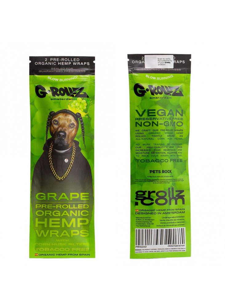 G-Rollz Organic Hemp Wraps - Grape - Einzelpackung (Vorder und- Rückseite)