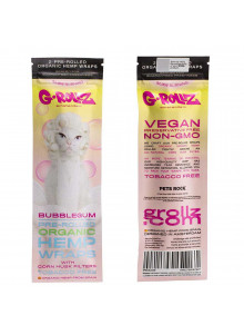 G-Rollz Organic hemp wraps - bubble gum - single pack (front and back)