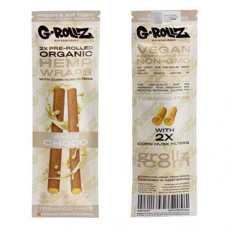 G-Rollz Organic hemp wraps - white chocolate - single pack (front and back)