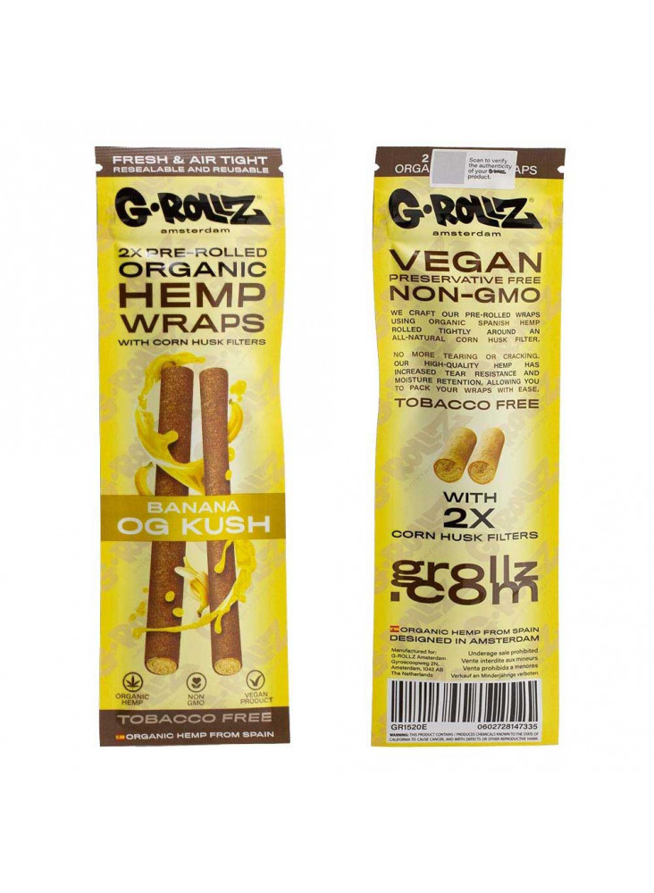 G-Rollz Organic hemp wraps - Banana OG Kush - single pack (front and back)
