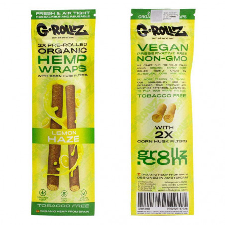 G-Rollz Organic hemp wraps - Lemon Haze - single pack (front and back)