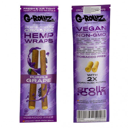 G-Rollz Organic Hemp Wraps - Purple Grape - Einzelpackung (Vorder- und- Rückseite)