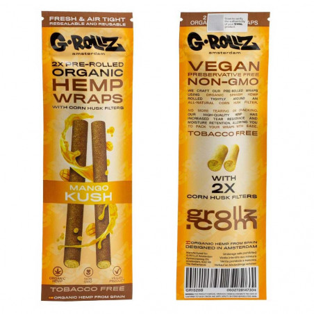 G-Rollz Organic hemp wraps - Mango Kush - single pack (front and back)