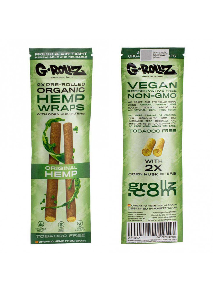 G-Rollz Organic hemp wraps - Organic Hemp - single pack (front and back)