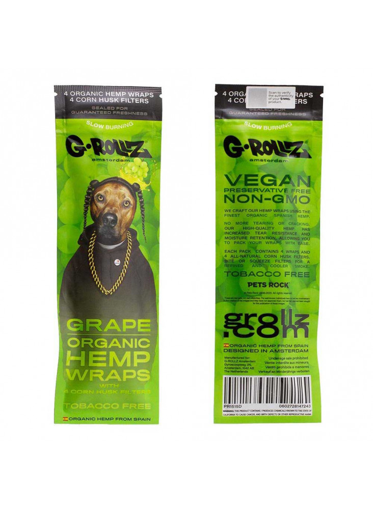 G-Rollz Organic Hemp Wraps + Tips - Grape Einzelpackung (Vorder- und Rückseite)