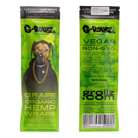 G-Rollz Organic Hemp Wraps + Tips - Grape Einzelpackung (Vorder- und Rückseite)