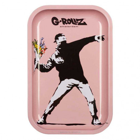 G-Rollz Tray Banksy Flower Thrower Pink 17.5x27.5cm - Medium
