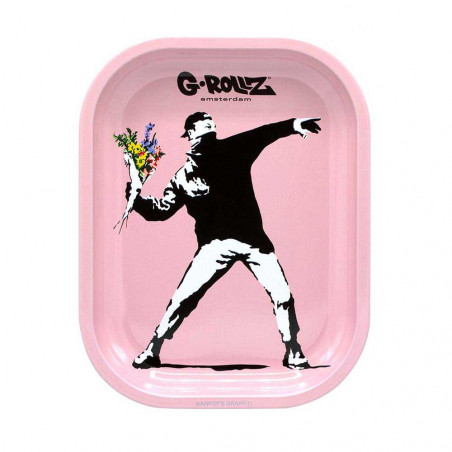G-Rollz Tray Banksy Flower Thrower Pink 14x18cm - Small
