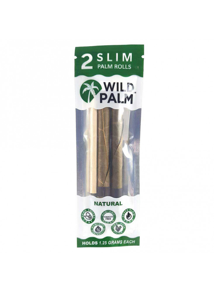 Wild Palm Slim Natural - Zwei Cordia Rolls und ein Stopfstab pro Packung
