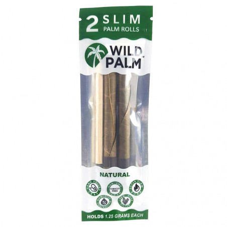 Wild Palm Slim Natural - Two Cordia Rolls and bamboo packing stick per Pack.