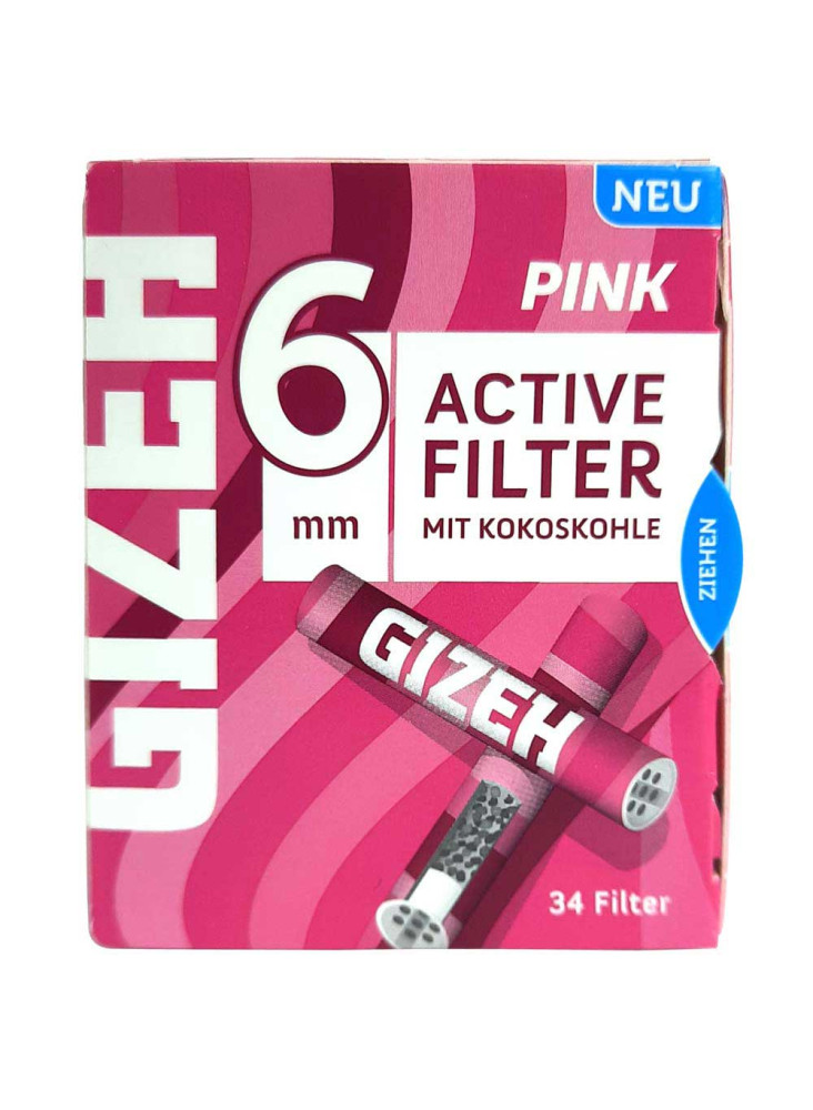 GIZEH activated charcoal filters Pink (34pcs Box)