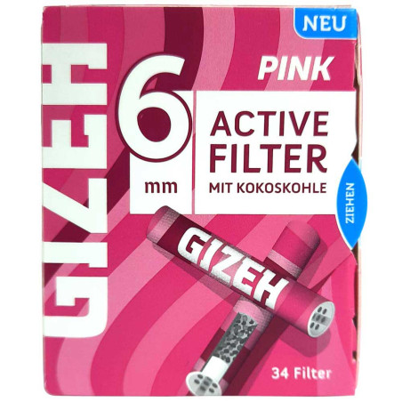GIZEH activated charcoal filters Pink (34pcs Box)