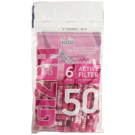 GIZEH Aktivkohlefilter 6mm Pink - 50er Beutel