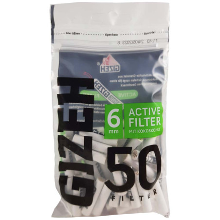 GIZEH Black Active Filter 6mm Bag - 50 Pieces