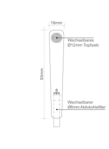 Calumet OnePiece Pfeife - Abmessungen mit Topfsieb und Filter