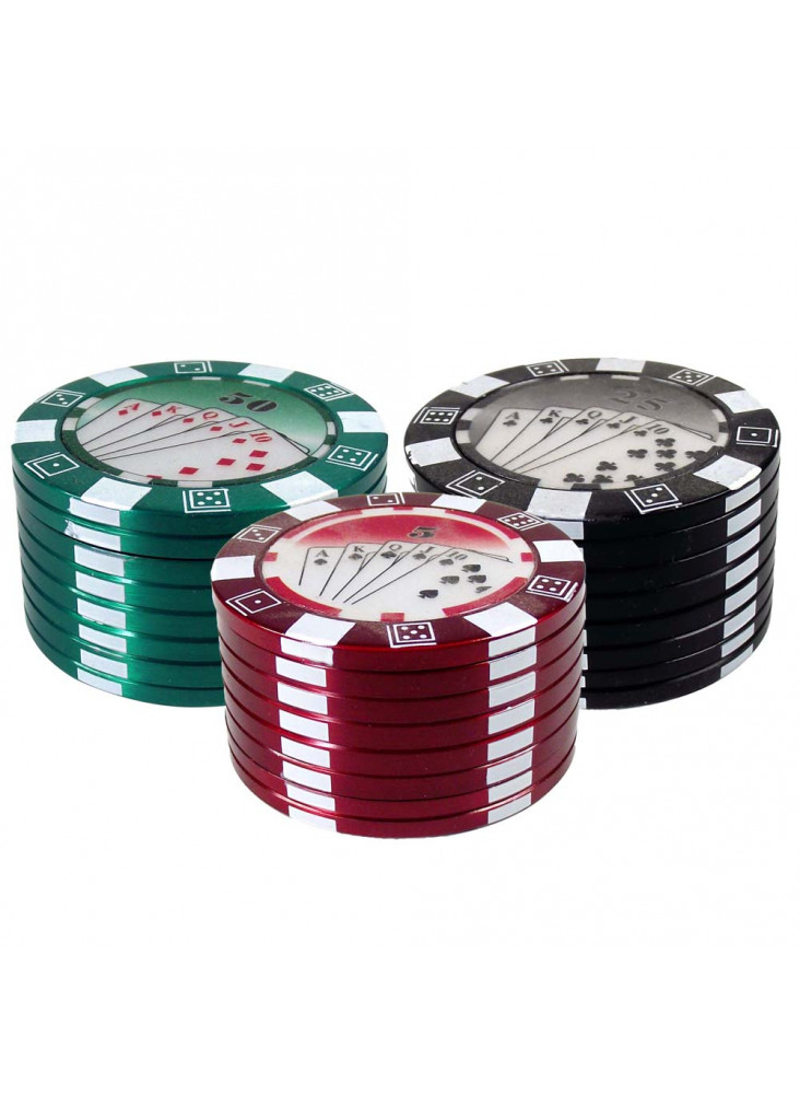Pokerchip Style Grinder Ø50mm - Grün, Rot und Schwarz