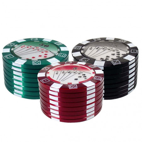 Pokerchip Style Grinder Ø50mm - Grün, Rot und Schwarz